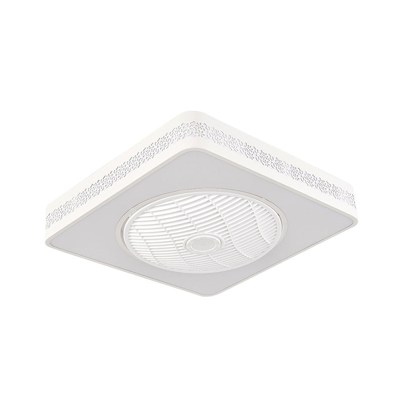23 "brede witte led hanger ventilatorlamp Moderne acryl vierkante semi -spoelmontage verlichting voor slaapkamer, 3 heldere messen