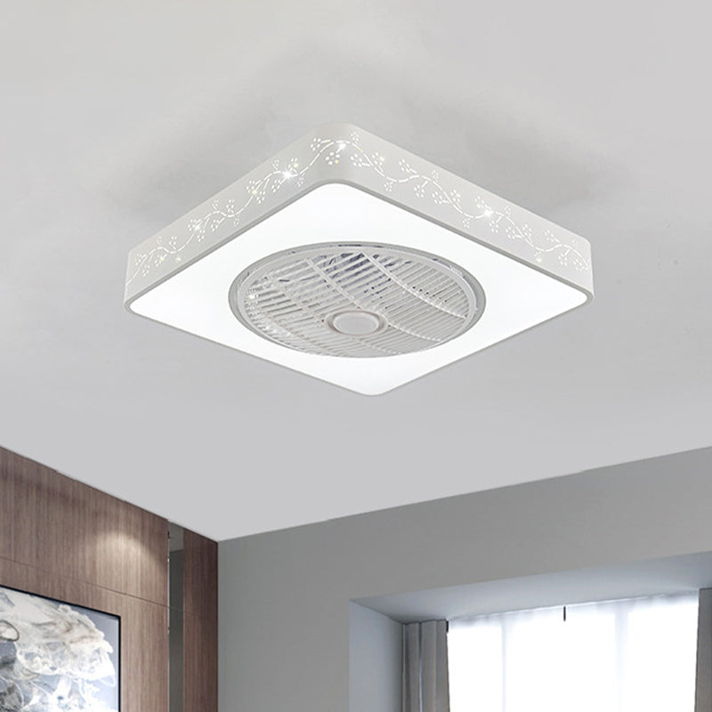 Quadratschlafzimmer halb Flush Mount Leuchte moderne Acryl -LED -LED -Deckenventilator mit 3 Klingen, 21,5 "W.