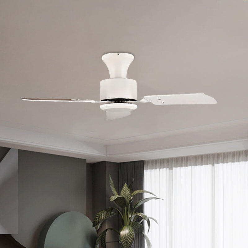 LED Circulaire hanger ventilator Licht Modernisme Witte metalen Semi -spoelmontage Verlichting met 3 houten messen, 32 "/36" breedte