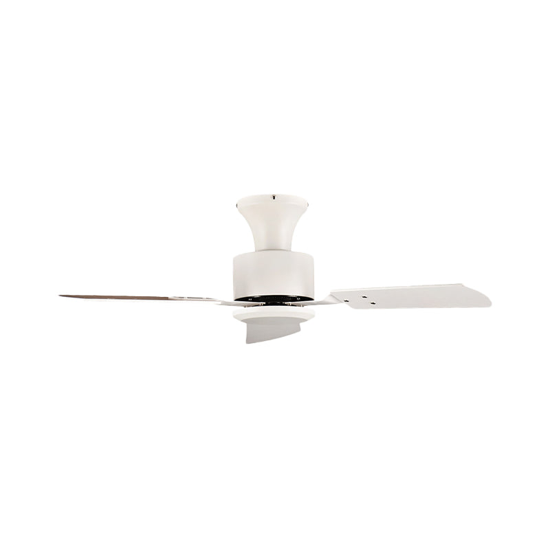 LED Circulaire hanger ventilator Licht Modernisme Witte metalen Semi -spoelmontage Verlichting met 3 houten messen, 32 "/36" breedte