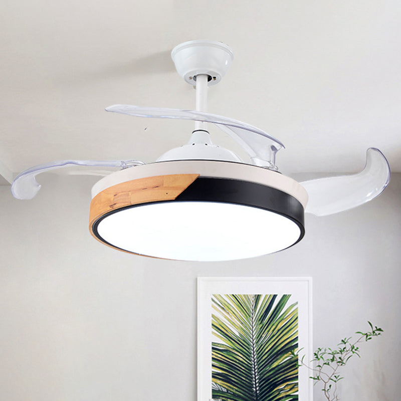 Noordse ring Semi Montage verlichting 42 "W LED Acrylhangende ventilatorlamp in wit met externe/wandregeling/frequentieconversie, 4 messen