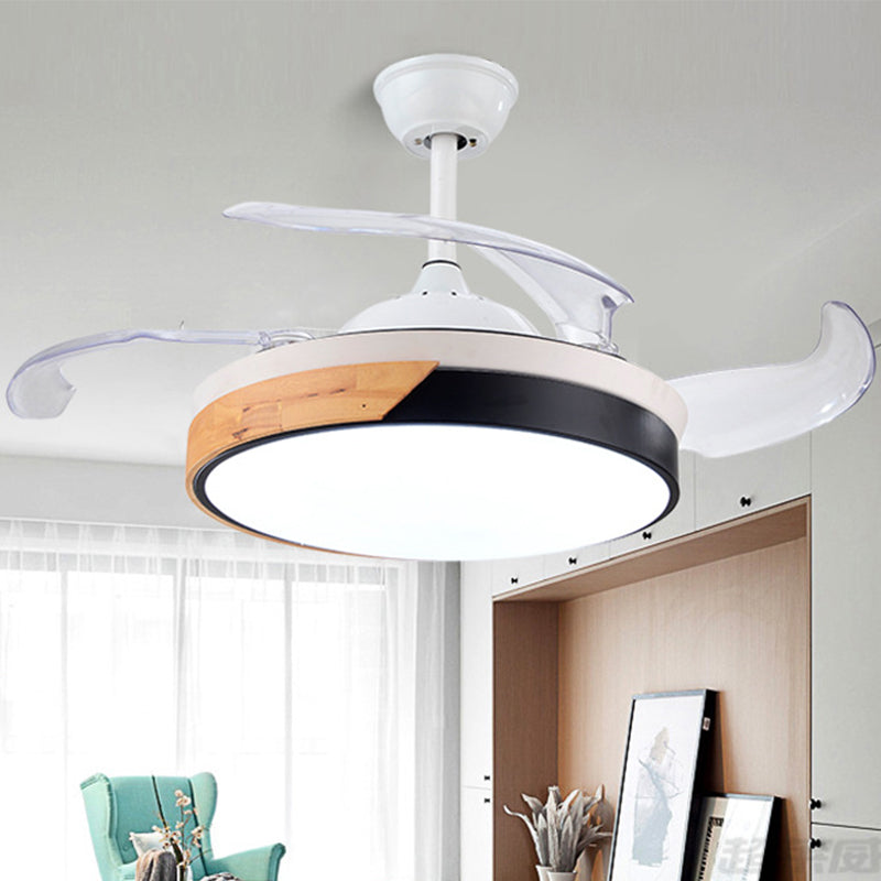 Nordic Ring Semi Mount Lighting 42 "W LED Acrylhänge -Lüfterlampe in Weiß mit Fern-/Wandsteuerung/Frequenzumwandlung, 4 Klingen
