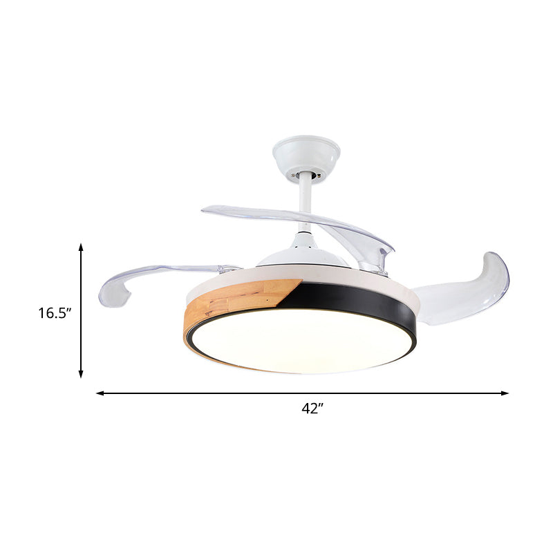 Nordic Ring Semi Mount Lighting 42 "W LED Acrylhänge -Lüfterlampe in Weiß mit Fern-/Wandsteuerung/Frequenzumwandlung, 4 Klingen
