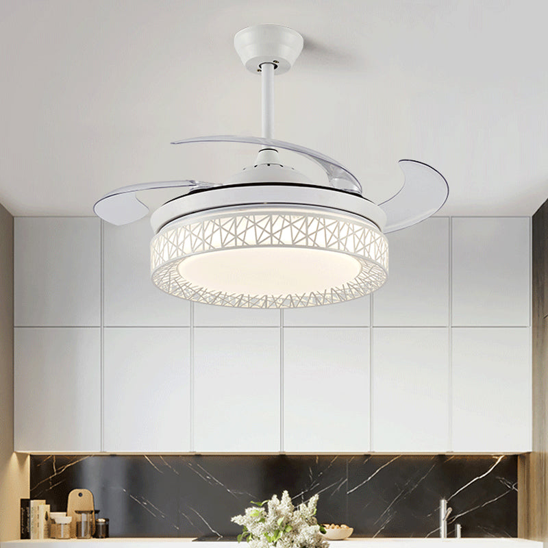 Acryl ronde ventilatorverlichting minimalisme LED 42 "W keuken semi -spoelmontage plafondarmatuur in wit met 4 heldere messen, externe/wandregeling/frequentieconversie
