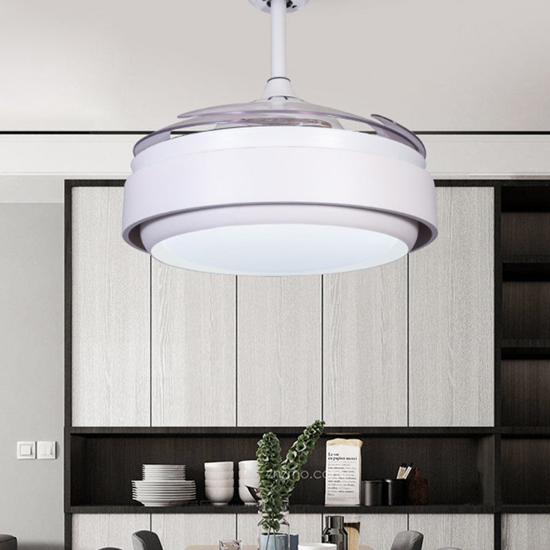 42 "brede acryl Wit semi -spoeling Mount Circle LED Hedendaagse 4 Blades ventilatorverlichting voor slaapkamer, op afstand/muurbediening