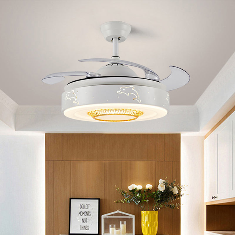 42 "W Dolphin Patroon Slaapkamer Licht Minimalisme Acryl LED Wit Semi Mount Lighting met 4 messen, externe/wandregeling/frequentieconversie en afstandsbediening