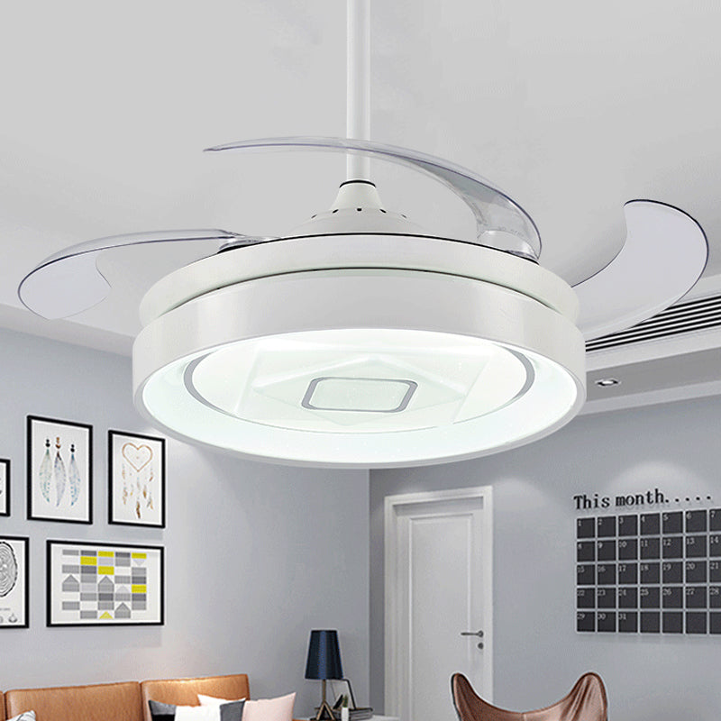 Rundmetall-Metall-Halbblus-Mount Moderne LED 42 "W Wohnzimmer 4 Klingen Hängende Lüfterlicht in Weiß, Fernbedienung/Wandsteuerung/Frequenzumwandlung und Fernbedienung