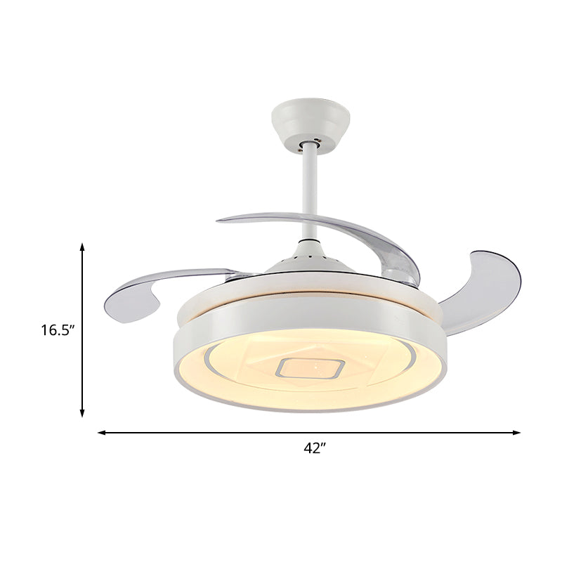 Rundmetall-Metall-Halbblus-Mount Moderne LED 42 "W Wohnzimmer 4 Klingen Hängende Lüfterlicht in Weiß, Fernbedienung/Wandsteuerung/Frequenzumwandlung und Fernbedienung