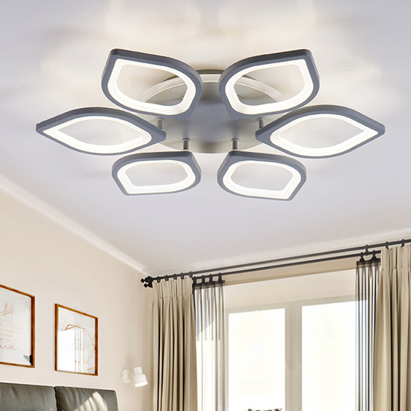 Gris Fleur à LED Ceiling Mount Light Modern Acrylique Neutre / Warm / White Flushmount Light pour la salle à manger