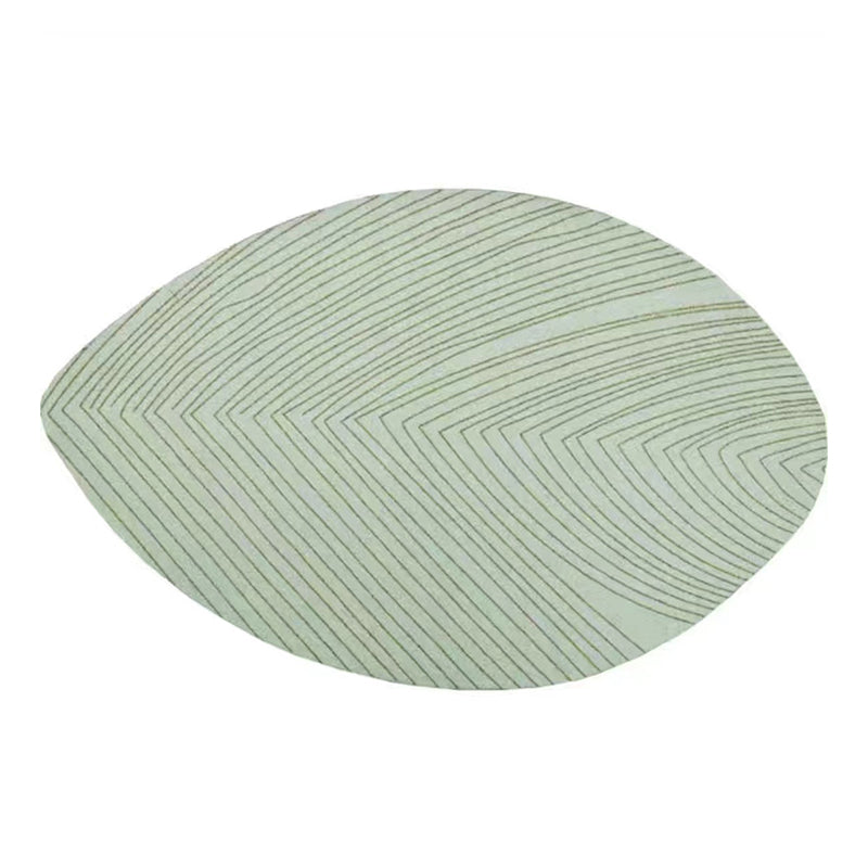 Green Simple Rug Polyester Leaves Indoor Rug Washable Rug for Living Room