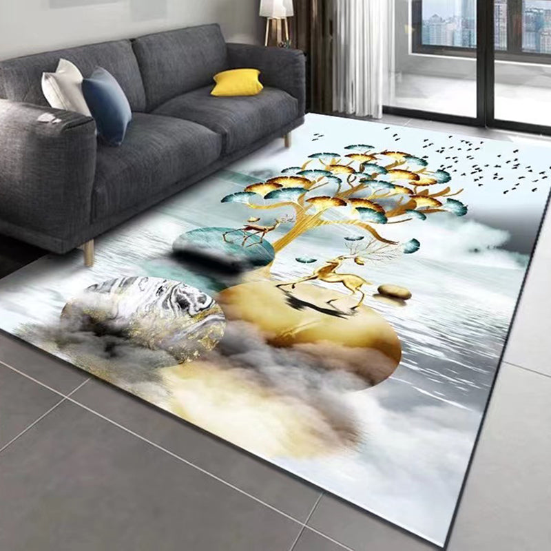 Dark Gray Deer Carpet Polyester Modern Carpet Stain Resistant Carpet for Home Decor