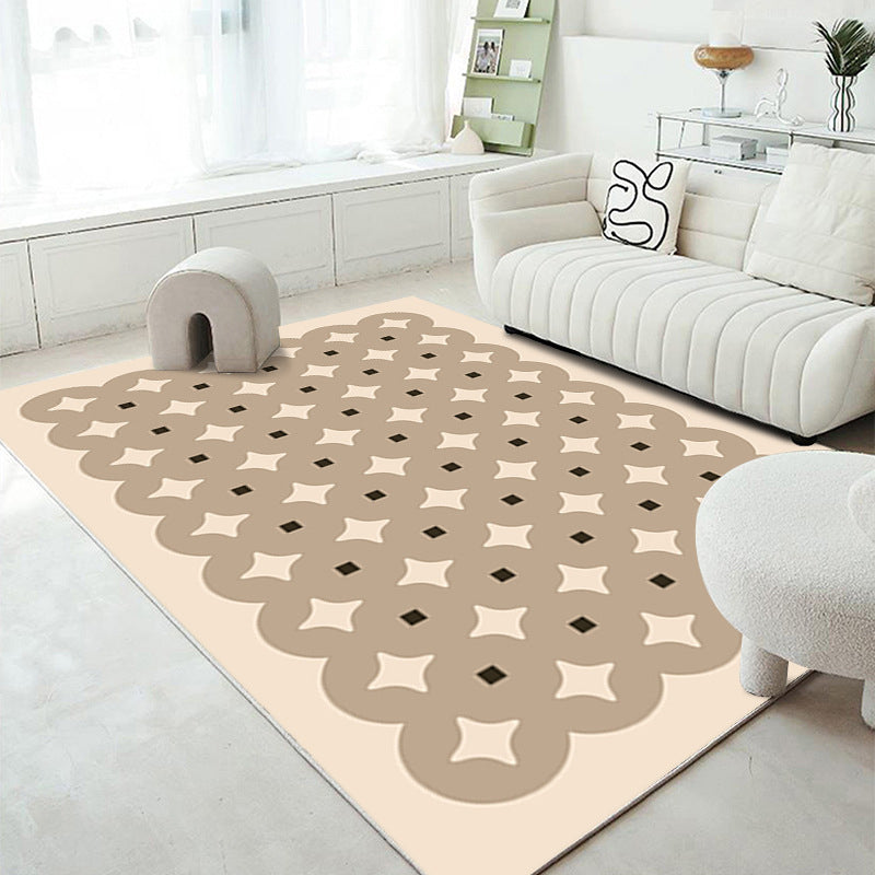 Brown Simple Carpet Polyester Striped Carpet Stain Resistant Carpet for Living Room