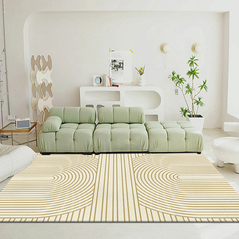 Brown Simple Carpet Polyester Striped Carpet Stain Resistant Carpet for Living Room