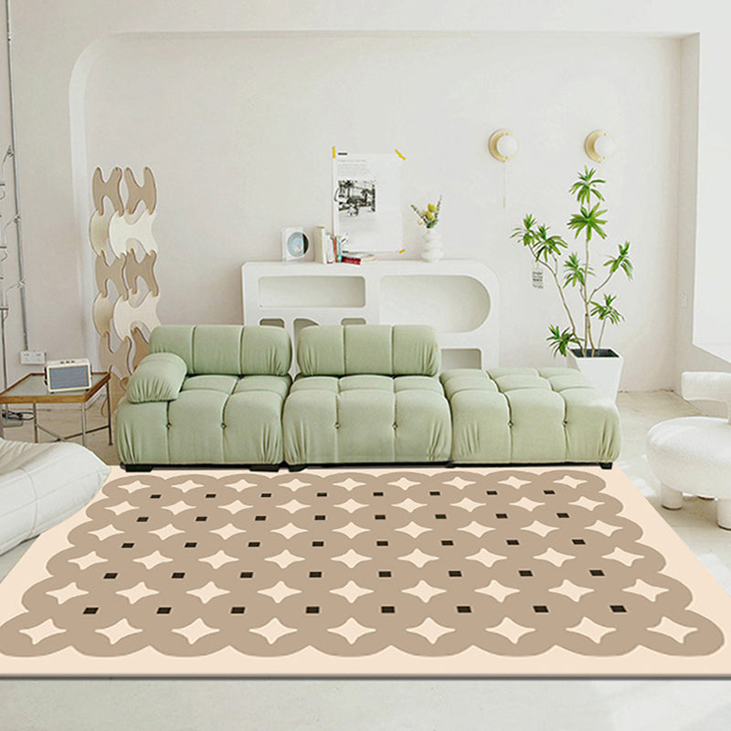 Brown Simple Carpet Polyester Striped Carpet Stain Resistant Carpet for Living Room