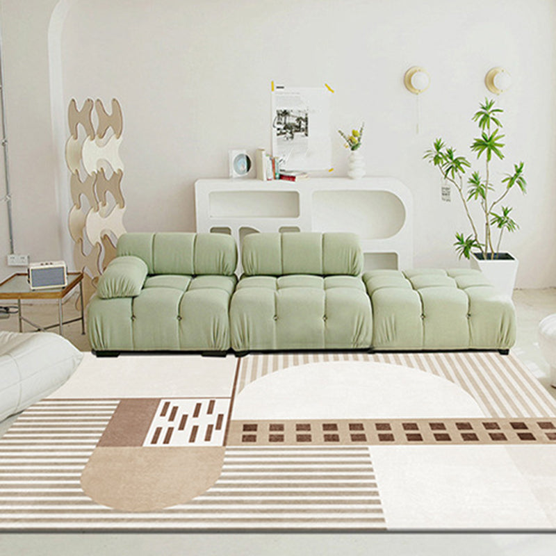 Brown Simple Carpet Polyester Striped Carpet Stain Resistant Carpet for Living Room