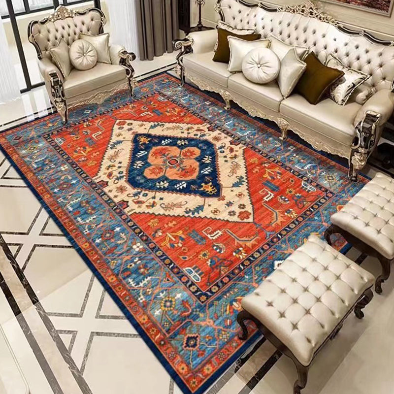 Oranje vintage tapijt polyester grafisch tapijt niet-slip achterste tapijt voor woningdecoratie