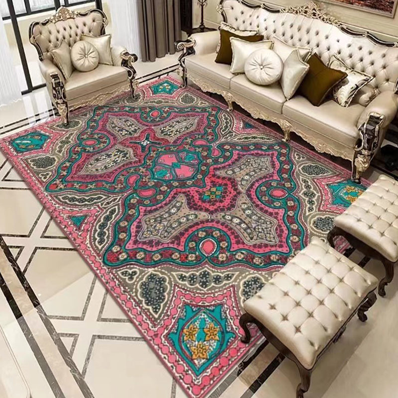 Orange Vintage Carpet Polyester Graphic Carpet Non-Slip Backing Carpet for Home Decoration