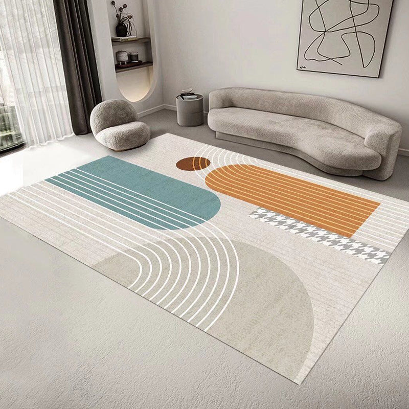 Beige Modern Rug Polyester Stripe Rug Stain Resistant Rug for Drawing Room