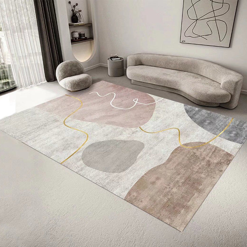 Tapis de motif abstrait rose Polyester moderne tapis lavable pour le salon