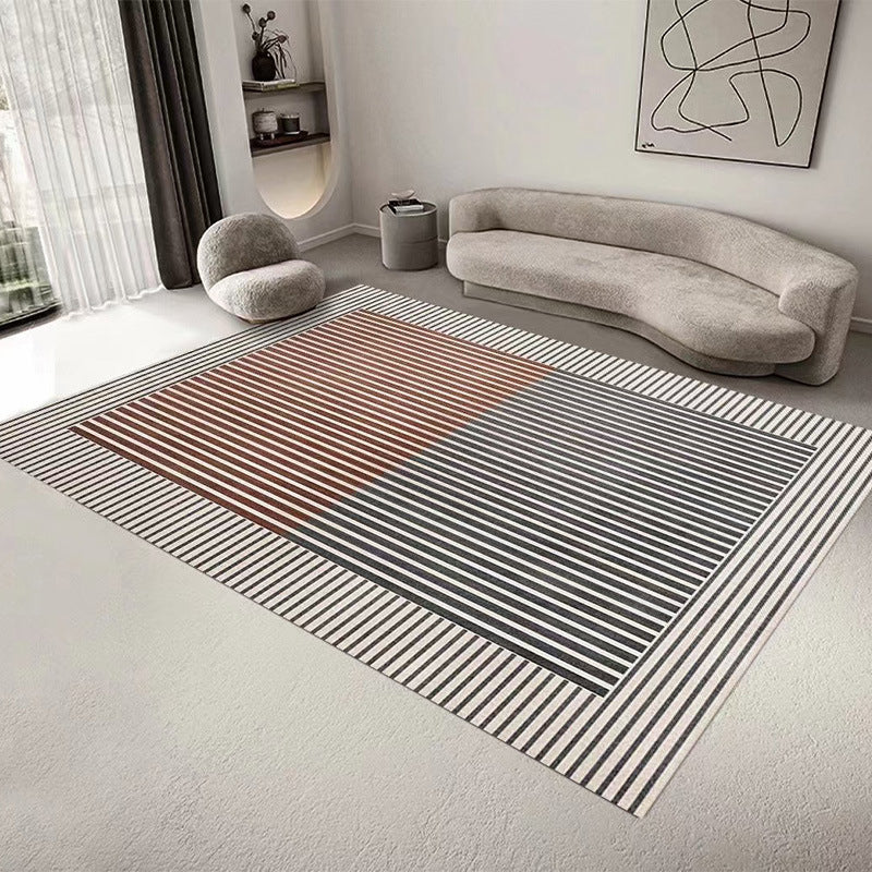 Tapis de motif abstrait rose Polyester moderne tapis lavable pour le salon