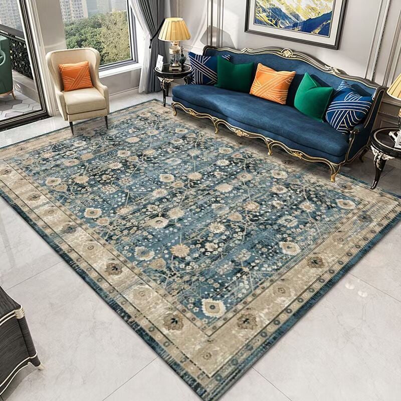 Dark Brown Graphic Carpet Polyester Retro Carpet Non-Slip Backing Carpet for Living Room