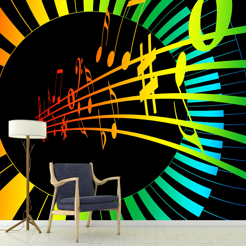 Illustration Stain Resistant Wallpaper Musical Notes Living Room Wall Mural