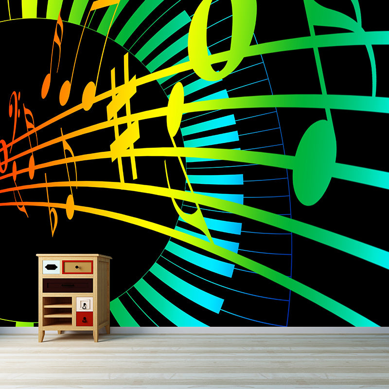 Illustration Stain Resistant Wallpaper Musical Notes Living Room Wall Mural