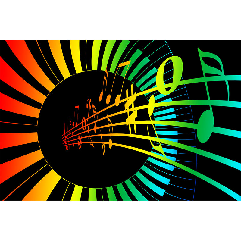 Illustration Stain Resistant Wallpaper Musical Notes Living Room Wall Mural