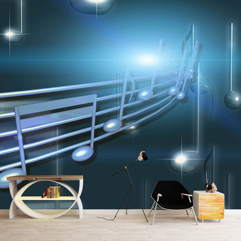 Illustration Stain Resistant Wallpaper Musical Notes Living Room Wall Mural
