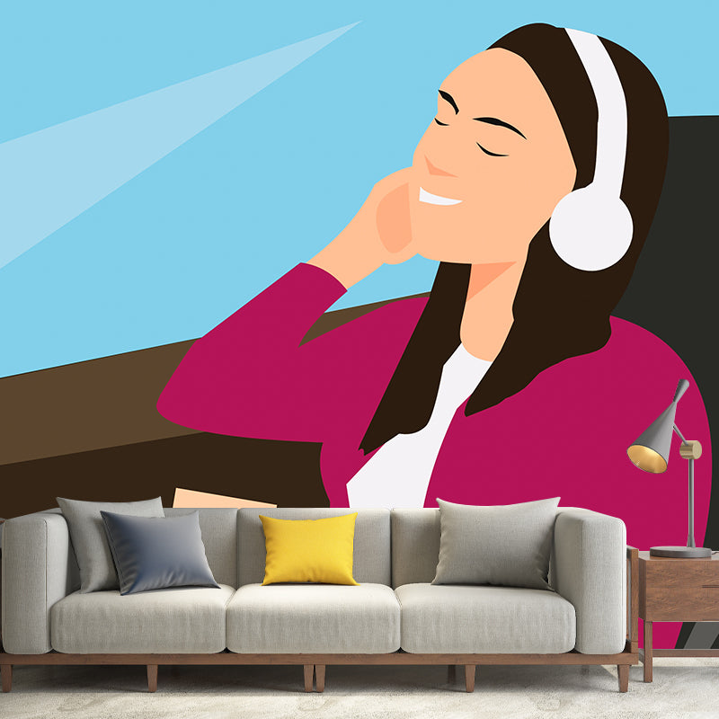 Environmental Wall Mural Wallpaper Music Lovers Illustration Sitting Room Wall Mural