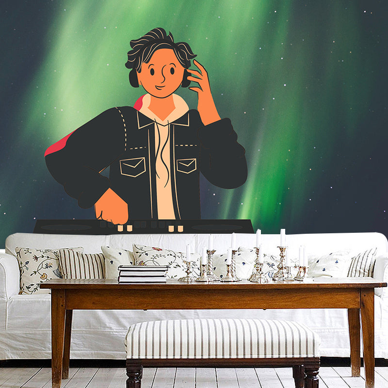 Environmental Wall Mural Wallpaper Music Lovers Illustration Sitting Room Wall Mural