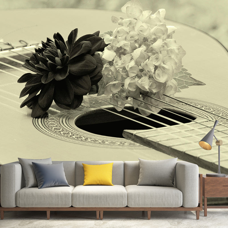 Beautiful Photography Mural Wallpaper Musical Instruments Sitting Room Wall Mural