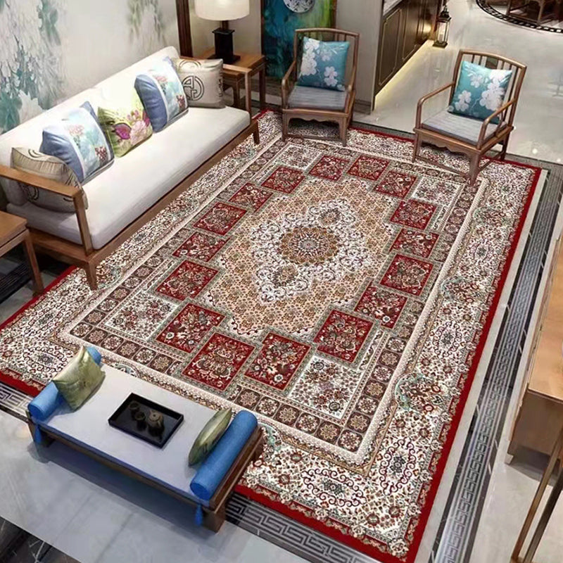 Tappeto grafico in poliestere di tappeto vintage rosso per vino per soggiorno