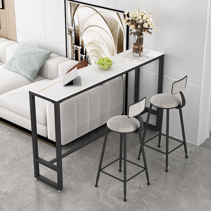 White and Black Modern Style Bar Table in Metal and Wood Milk Tea Shop Bar Table