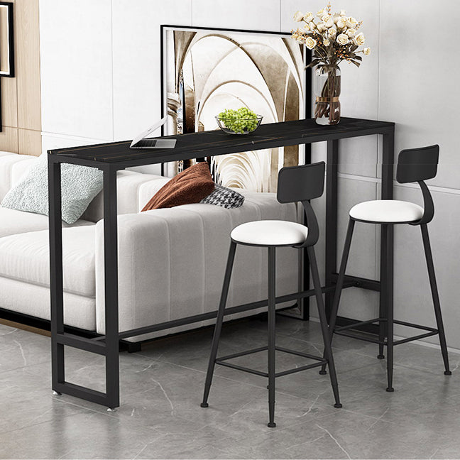 White and Black Modern Style Bar Table in Metal and Wood Milk Tea Shop Bar Table