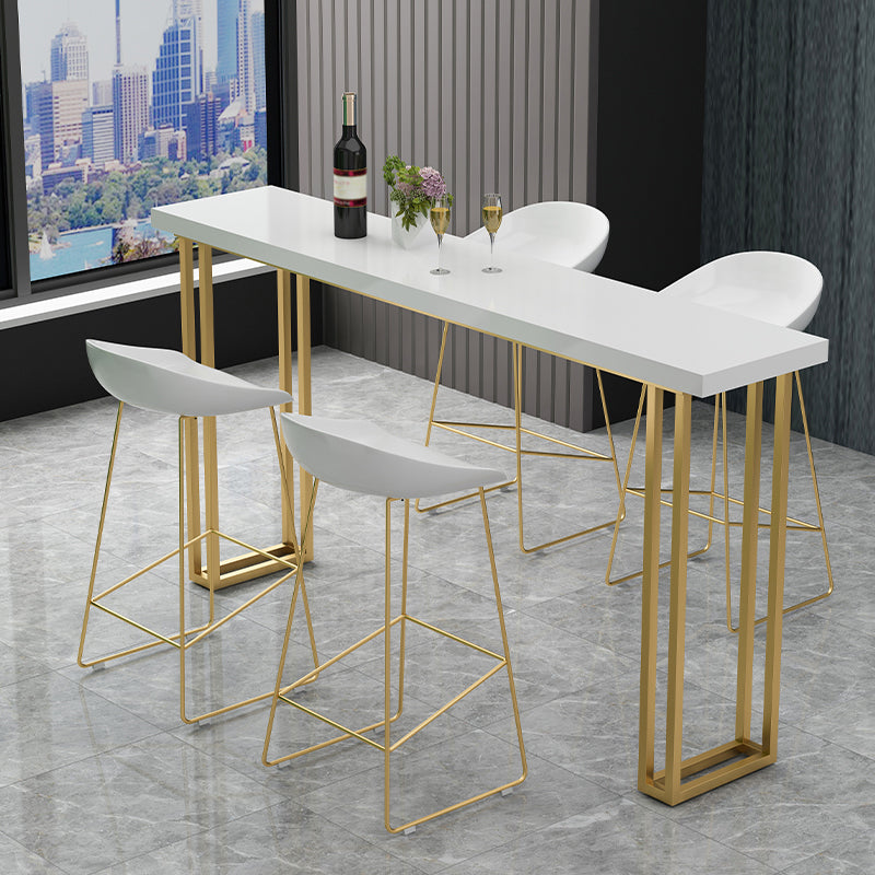 Glam Wood Pub Table with Rectangle Table Top Gold Sled Table - 41.3" H