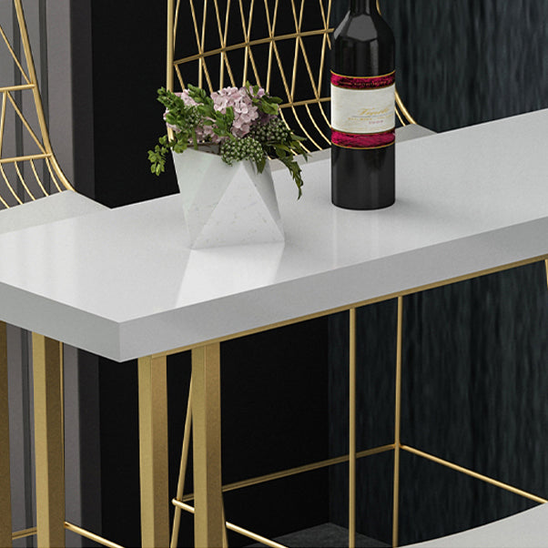 Glam Wood Pub Table with Rectangle Table Top Gold Sled Table - 41.3" H