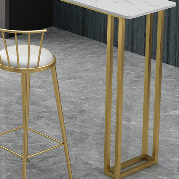 Glam Wood Pub Table with Rectangle Table Top Gold Sled Table - 41.3" H