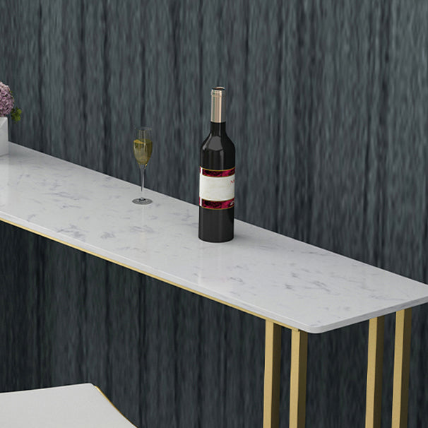 Glam Wood Pub Table with Rectangle Table Top Gold Sled Table - 41.3" H