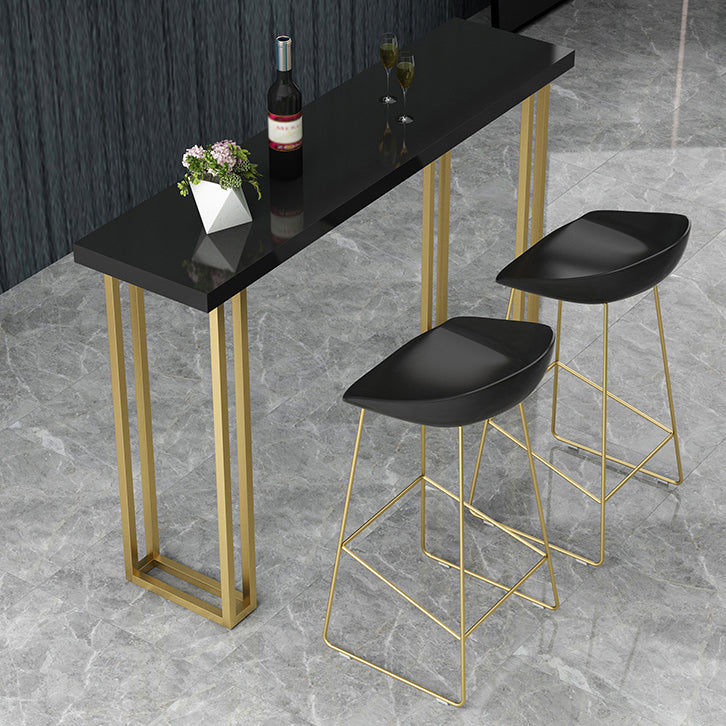 Glam Wood Pub Table with Rectangle Table Top Gold Sled Table - 41.3" H