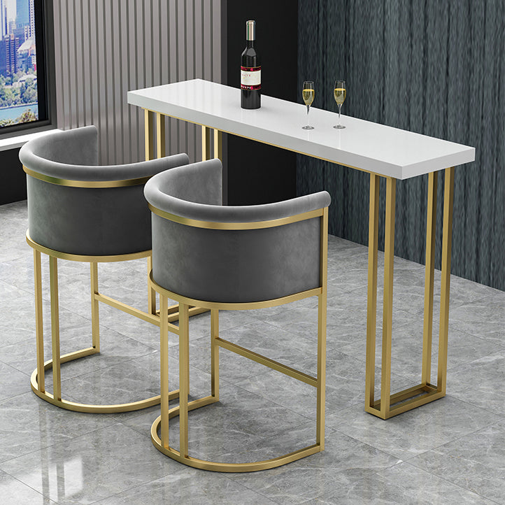Glam Wood Pub Table with Rectangle Table Top Gold Sled Table - 41.3" H