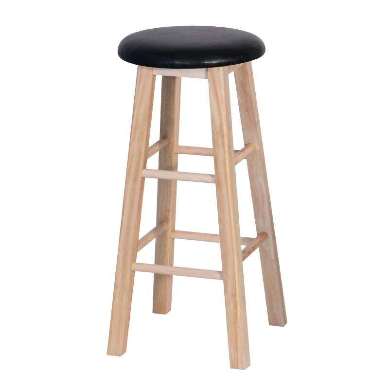 Industrial Style Bar-stool with Wooden Legs Round Seat for Kitchen Bar