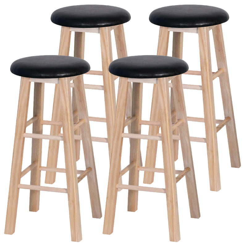 Industrial Style Bar-stool with Wooden Legs Round Seat for Kitchen Bar