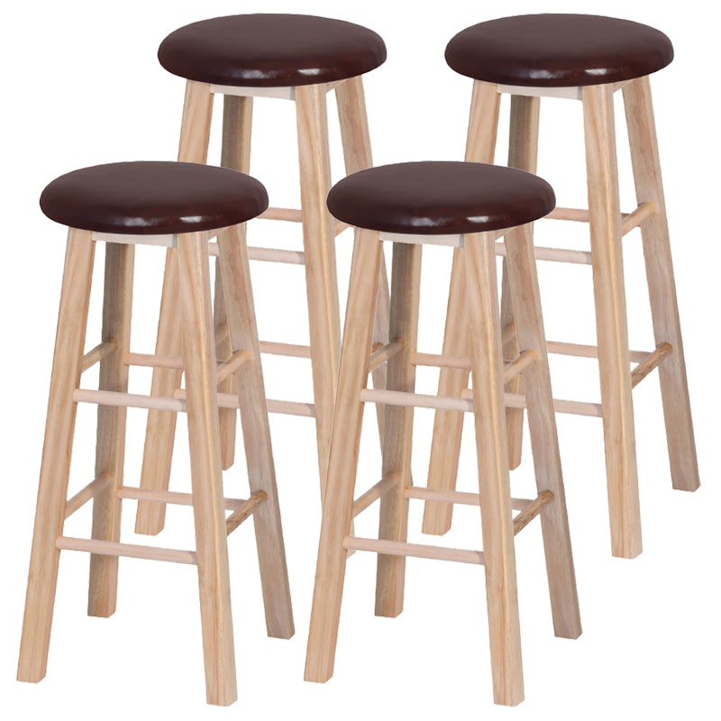 Industrial Style Bar-stool with Wooden Legs Round Seat for Kitchen Bar