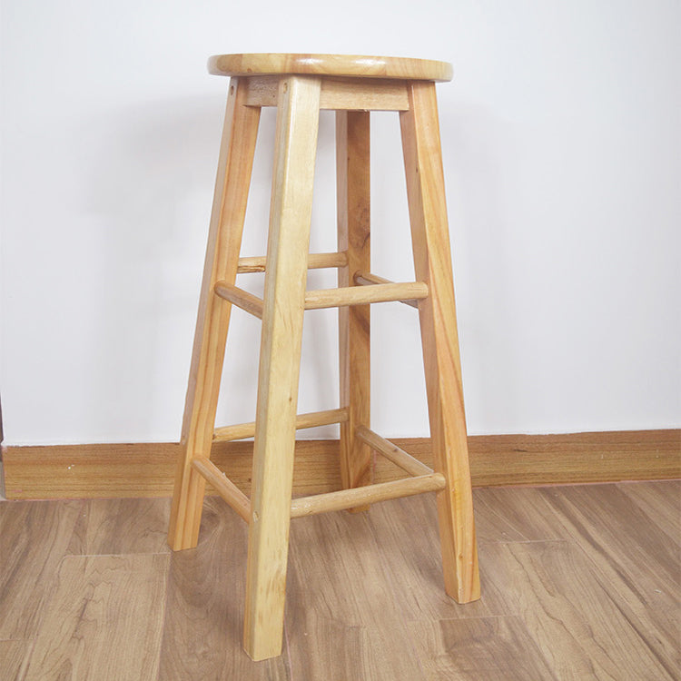 Industrial Style Bar-stool with Wooden Legs Round Seat for Kitchen Bar