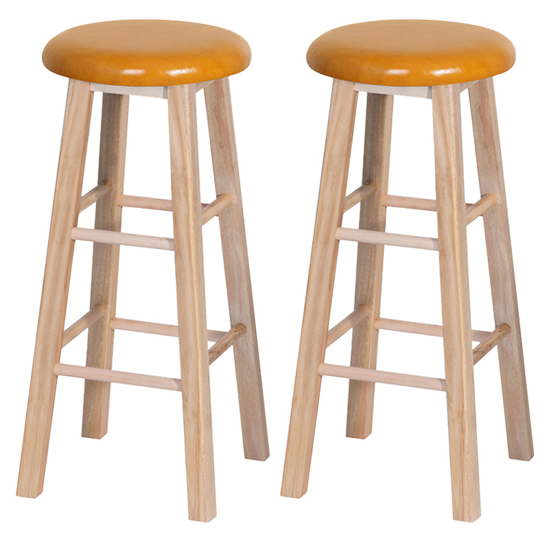 Industrial Style Bar-stool with Wooden Legs Round Seat for Kitchen Bar