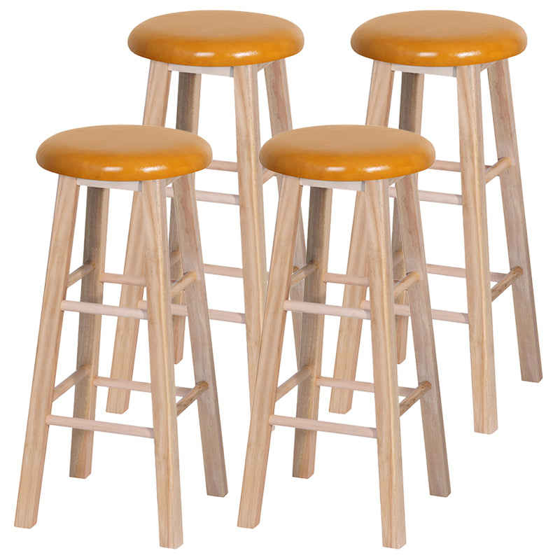 Industrial Style Bar-stool with Wooden Legs Round Seat for Kitchen Bar