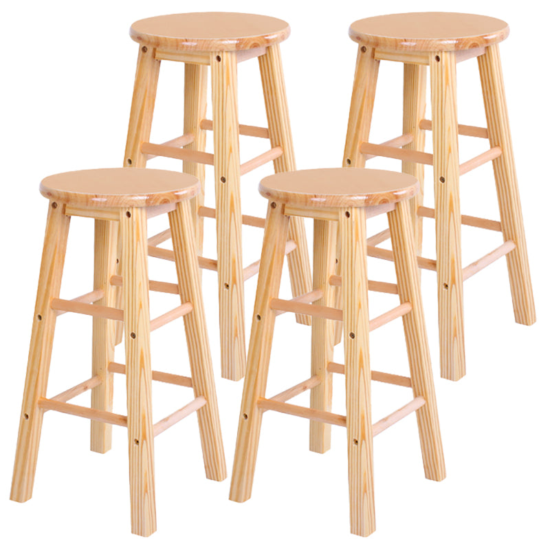 Industrial Style Bar-stool with Wooden Legs Round Seat for Kitchen Bar