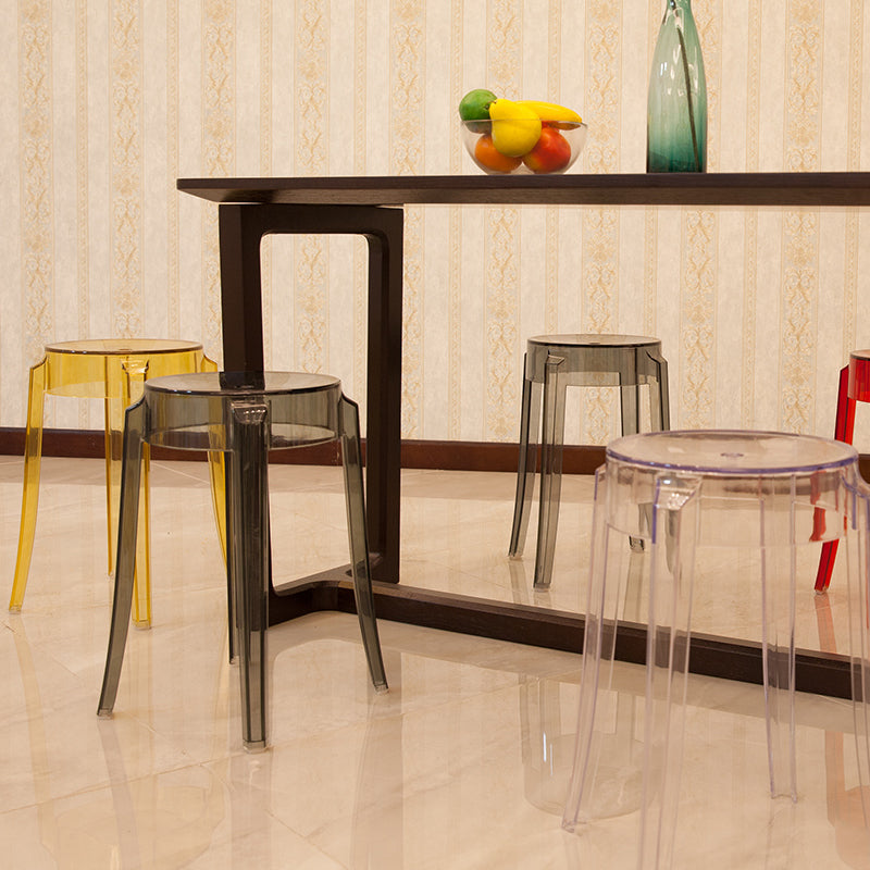 Taburete de bar de plástico apilable sin brazos moderno para sala de estar con asiento de plástico