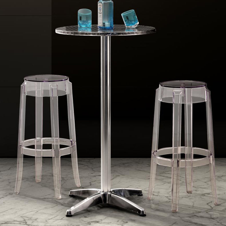 Taburete de bar de plástico apilable sin brazos moderno para sala de estar con asiento de plástico